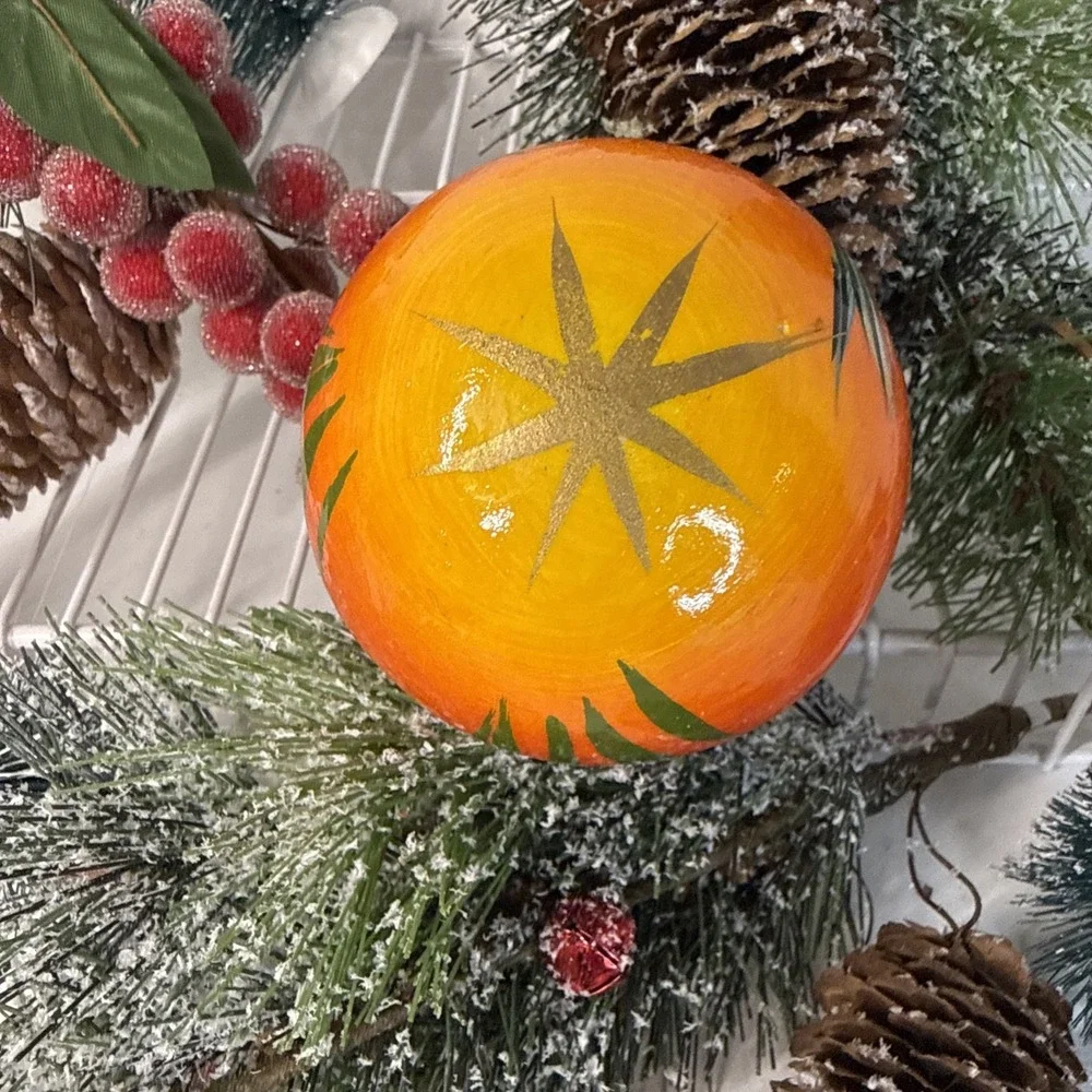 Hand Painted Wooden Fish Christmas Ornament from Mexico